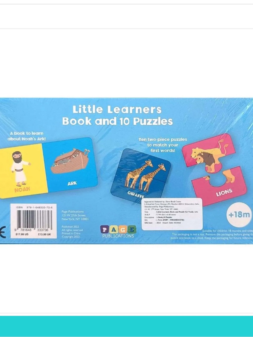 2 New Little Learners Book & Puzzle Sets Bible Noah’s Ark Giraffes - Picture 3 of 3
